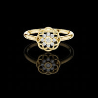 0.12 TCW Intricate Lattice Style Petal Delicate Bloom Moissanite Round Diamond Design