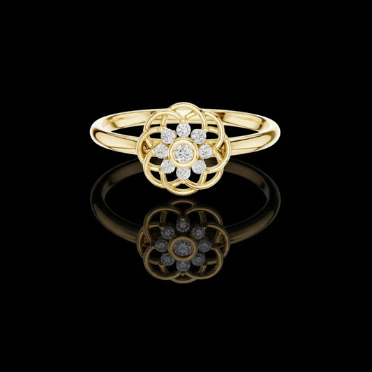 0.06 TCW Intricate Lattice Style Petal Delicate Bloom Lab Round Diamond Design