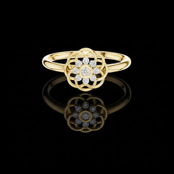 0.12 TCW Intricate Lattice Style Petal Delicate Bloom Lab Round Diamond Design