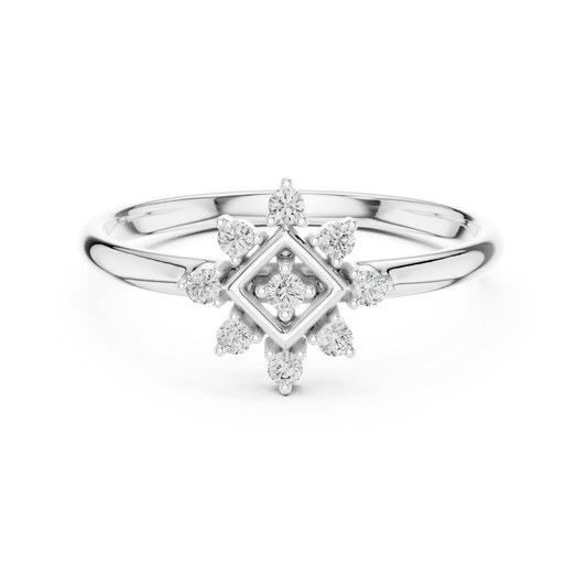 Intricate Floral Round Cut Lab Diamond Cluster Ring - view 3