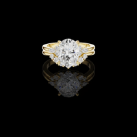 3.00 CT Dazzling Oval Cut Lab Grown Diamond Ring with Floral Inspired Halo and Split Shank Band