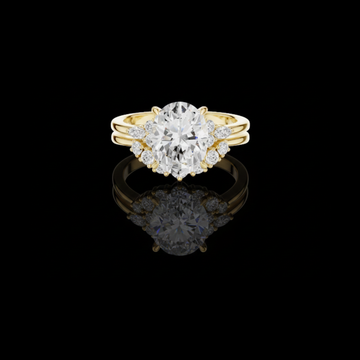 3.00 CT Dazzling Oval Cut Lab Grown Diamond Ring with Floral Inspired Halo and Split Shank Band