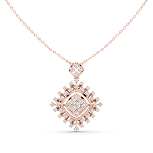 1.05 TCW Classic Round Lab Grown Diamond Floral Square Cluster Pave Design Pendant Luxury Statement Jewelry