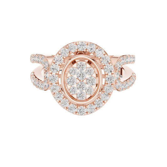 Cluster Round Cut Lab Diamond Split Shank Engagement Ring - view 2