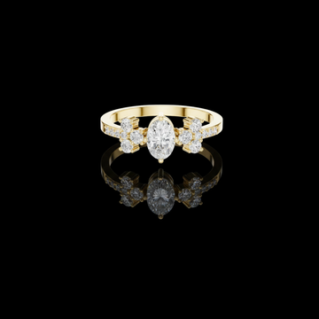1.00  CT Heirloom Quality Oval Cut Lab Grown Diamond Ring with Floral Cluster Accents