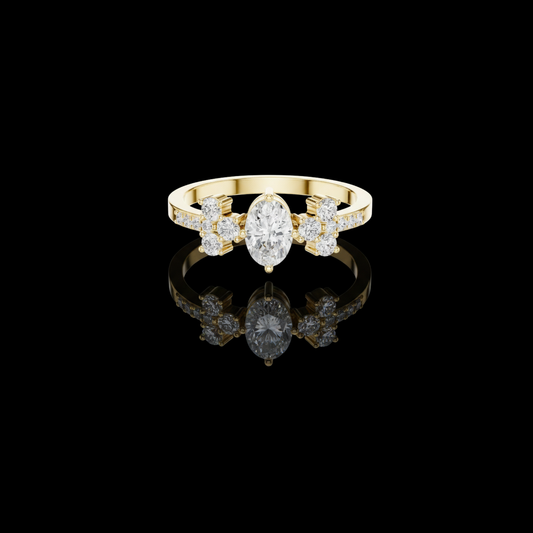 1.00  CT Heirloom Quality Oval Cut Lab Grown Diamond Ring with Floral Cluster Accents