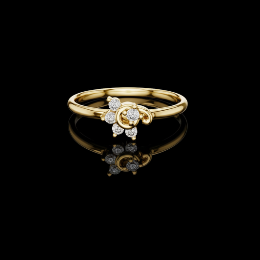 0.075 TCW Floral Moissanite Diamond Ring with Delicate Cluster Setting for Timeless Elegance
