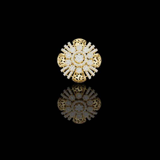 1.98 TCW Statement Ring Featuring an Elaborate Floral Moissanite Diamond Design with Radiant Sparkle