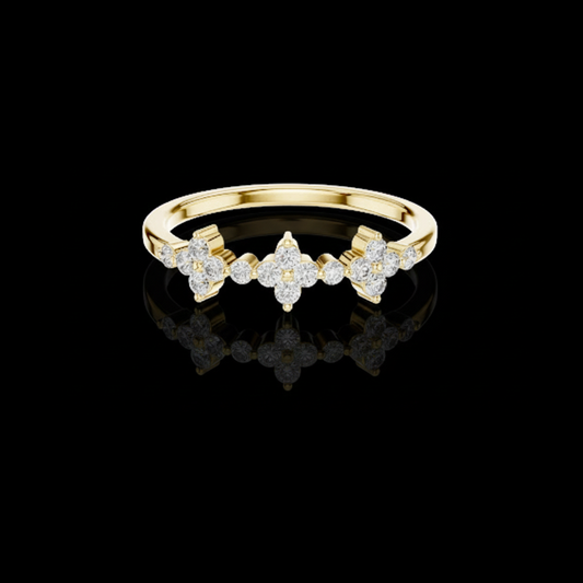 0.23 TCW Vintage Inspired Floral Lab Grown Diamond Band with Round Brilliant Accents