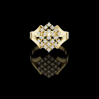 1.00 TCW Opulent Floral Constellation Moissanite Round Diamond Cluster Ring in Polished Gold