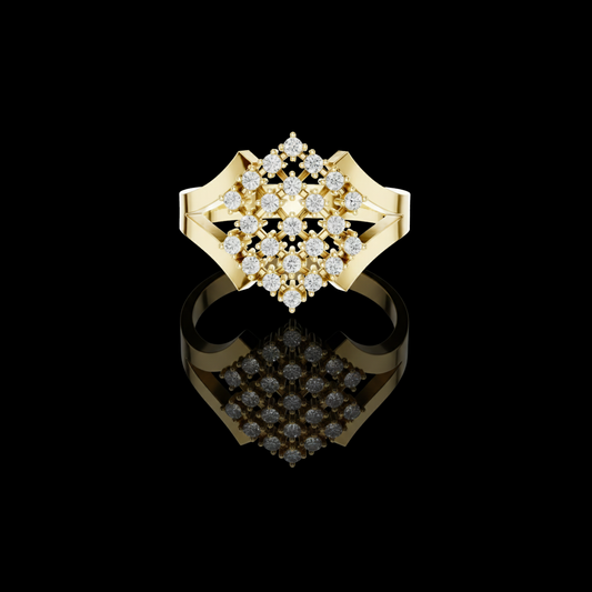 1.00 TCW Opulent Floral Constellation Lab Grown Round Diamond Cluster Ring in Polished Gold