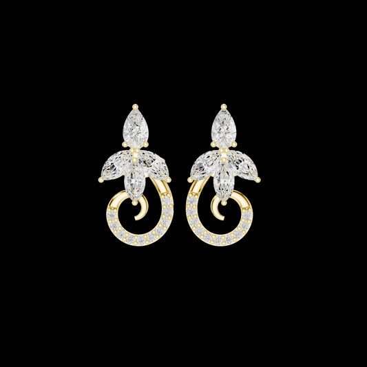 0.67 CT Luxury Moissanite Pear Cut Floral Diamond Hoop Earrings For Everywear