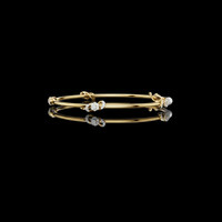 0.51 TCW Designer Gold Floral Lab Grown Round Diamond Bangle Bracelet for Women