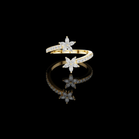 0.40 CT Exquisite Elegant Floral Marquise Moissanite Diamond Open Ring with Pave Diamond Band
