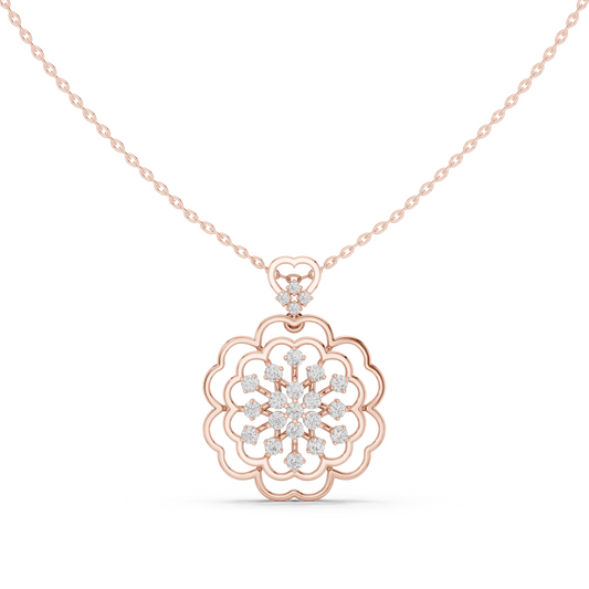 0.71 TCW Beautiful Moissanite Diamond Intricate Openwork Floral Flower Pendant with Sparkling Cluster Elegant Jewelry