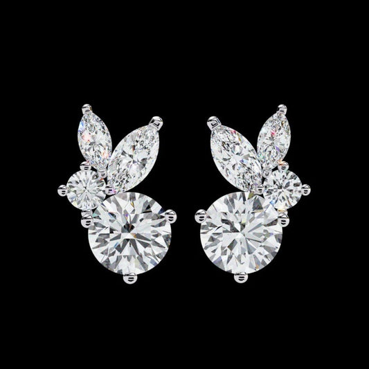 0.39 CT Minimalist Moissanite Marquise Cut Diamond Cluster Earring Simple Yet Stunning For Overnight Sleep