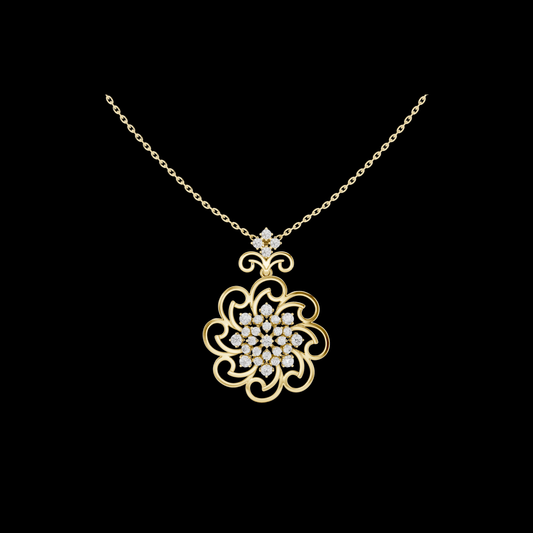 1.02 TCW Iconic Vintage Inspired Floral Swirl Design Lab Grown Diamond Luxury Openwork Pendant Fine Jewelry Gift