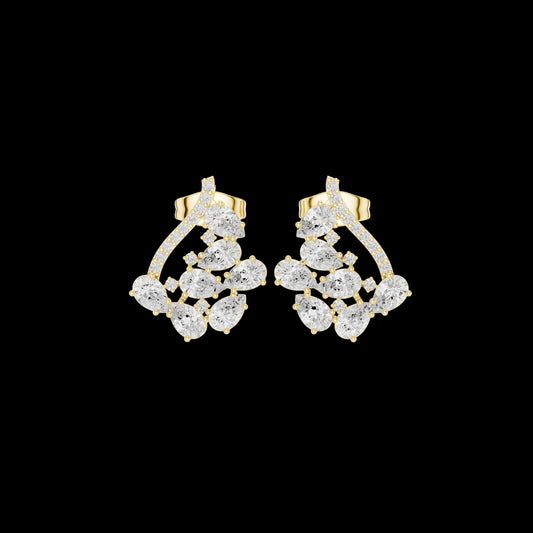 1.30 CT Dazzling Moissanite Pear Cut Floral Stud Earrings With Sparkling Cluster Design