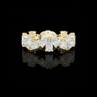 2.22 TCW Luxe Petal Inspired Design Pear Cut Lab Diamond Floral Eternity Band Gold with Full Bloom Brilliance