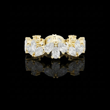 2.22 TCW Luxe Petal Inspired Design Pear Cut Lab Diamond Floral Eternity Band Gold with Full Bloom Brilliance