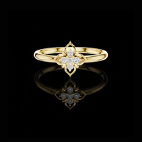 0.25 TCW Floral Moissanite Diamond Cluster Ring Dainty Heirloom Petal Design Fine Jewelry Gift for Her