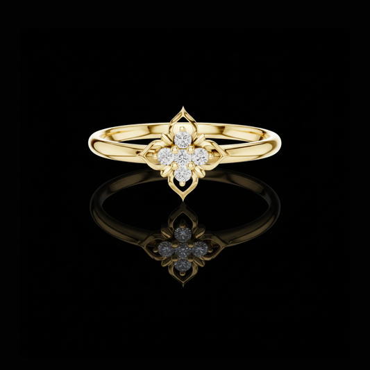 0.25 TCW Floral Moissanite Diamond Cluster Ring Dainty Heirloom Petal Design Fine Jewelry Gift for Her