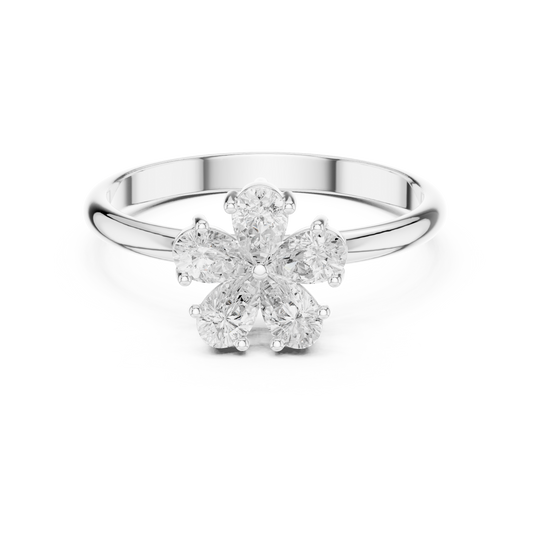 Pear Cut Flower Shape Moissanite Engagement Ring - view 3