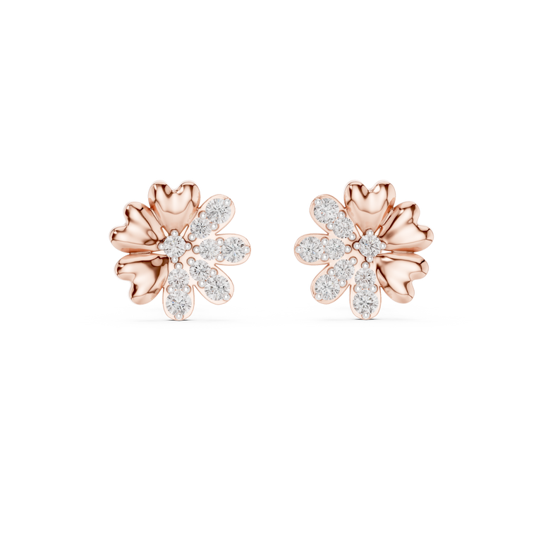 Floral Blossom Round Mixed Petal Stud Earrings - view 2