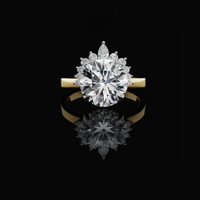 Round Cut Brilliant Floral Halo Moissanite Diamond Engagement Ring