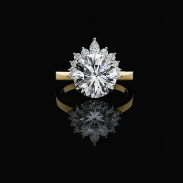 Round Cut Brilliant Floral Halo Moissanite Diamond Engagement Ring