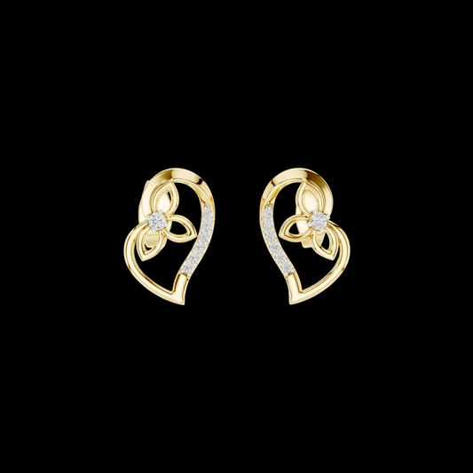 0.09 TCW Eternal Heart Floral Diamond Stud Earrings with Round Moissanite Diamonds