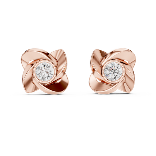 1.80 TCW Interwoven Floral Design Moissanite Diamond Stud Earrings in Round Brilliant for Occasion Wear