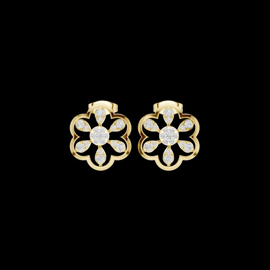 0.59 TCW Radiant Floral Petal Moissanite Cluster Stud Earrings in Gold with Blooming Brilliance For Her