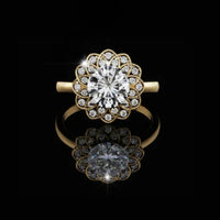 2.00 CT Custom Luxury Iced Out Lab Grown Diamond Bridal Floral Ring With Round Cut Diamonds