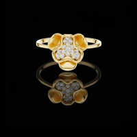 0.30 TCW Floral Clover Dainty Moissanite Diamond Cluster Petal Ring Modern Minimalist Jewelry for Women