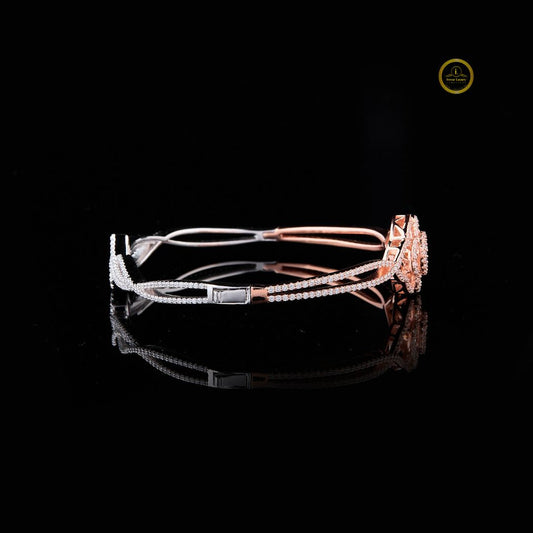 Round Cut Twisted Crossover Bangle Bracelet - view 3