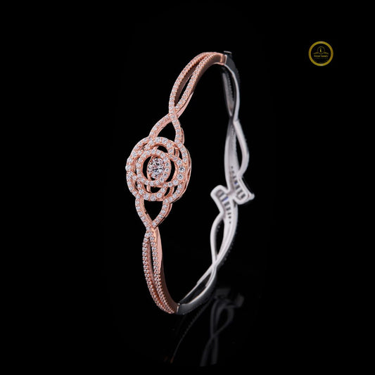 Round Cut Twisted Crossover Bangle Bracelet - view 4
