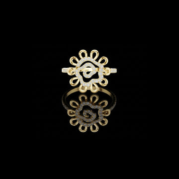 0.30 TCW Perfect Lab Grown Round Cut Floral Diamond Ring with Open Petal Halo & Spiral Center