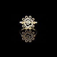 0.30 TCW Perfect Moissanite Round Cut Floral Diamond Ring with Open Petal Halo & Spiral Center