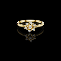 0.50 CT Floral Swirl Ring Accented with Brilliant Round Moissanite Diamonds in a Captivating Petal