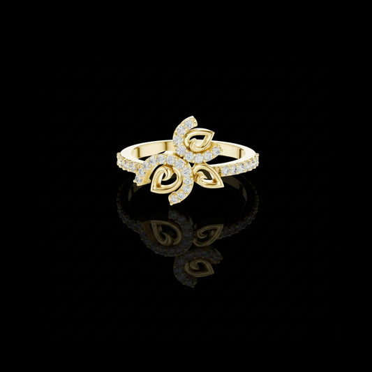 0.31 TCW Blooming Moissanite Round Cut Twisted Floral Diamond with Artistic Statement Ring