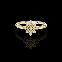 0.74 TCW Intricate Geometric Daily Wear Elegant Floral Moissanite Round Diamond Cluster Ring