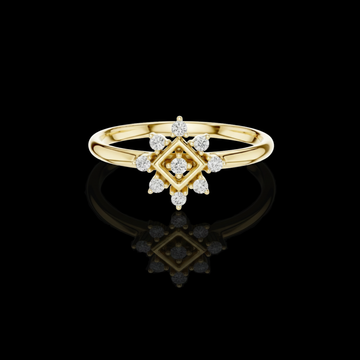 0.74 TCW Intricate Geometric Daily Wear Elegant Floral Moissanite Round Diamond Cluster Ring