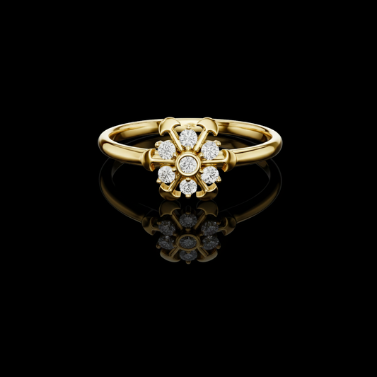 0.09 TCW Vintage Inspired Ring with a Brilliant Floral Cluster Lab Grown Diamond Design