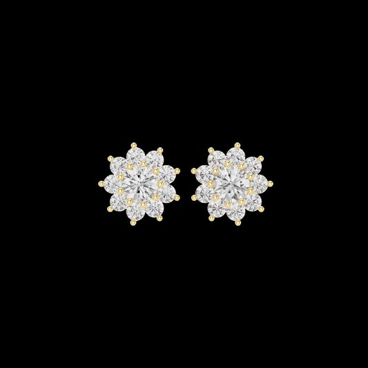 1.00 CT Radiant Floral Inspired Cluster Moissanite Diamond Stud Earrings Crafted in Timeless Elegance