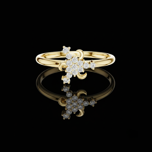 0.08 TCW Blossom Lab grown Diamond Cluster Ring Artisan Floral Sparkle Jewelry For Her