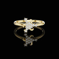 0.20 TCW Blossom Moissanite Diamond Cluster Ring Artisan Floral Sparkle Jewelry For Her