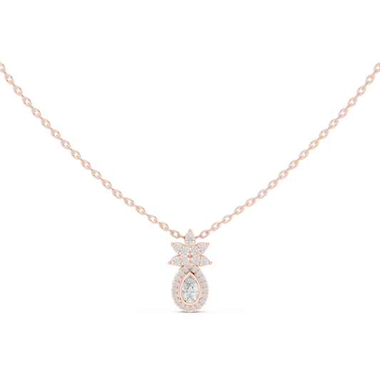 0.17 CT Teardrop Floral Flower Moissanite Diamond Minimal Luxury Pendant for Women Everyday Jewelry