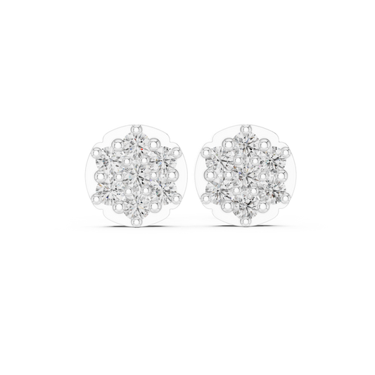 Aurora Halo Blossom Round Cluster Stud Earrings - view 3