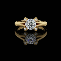 Solitaire Round Cut Moissanite Diamond Engagement Ring For Women